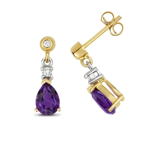 Amethyst Drop Earrings Gold